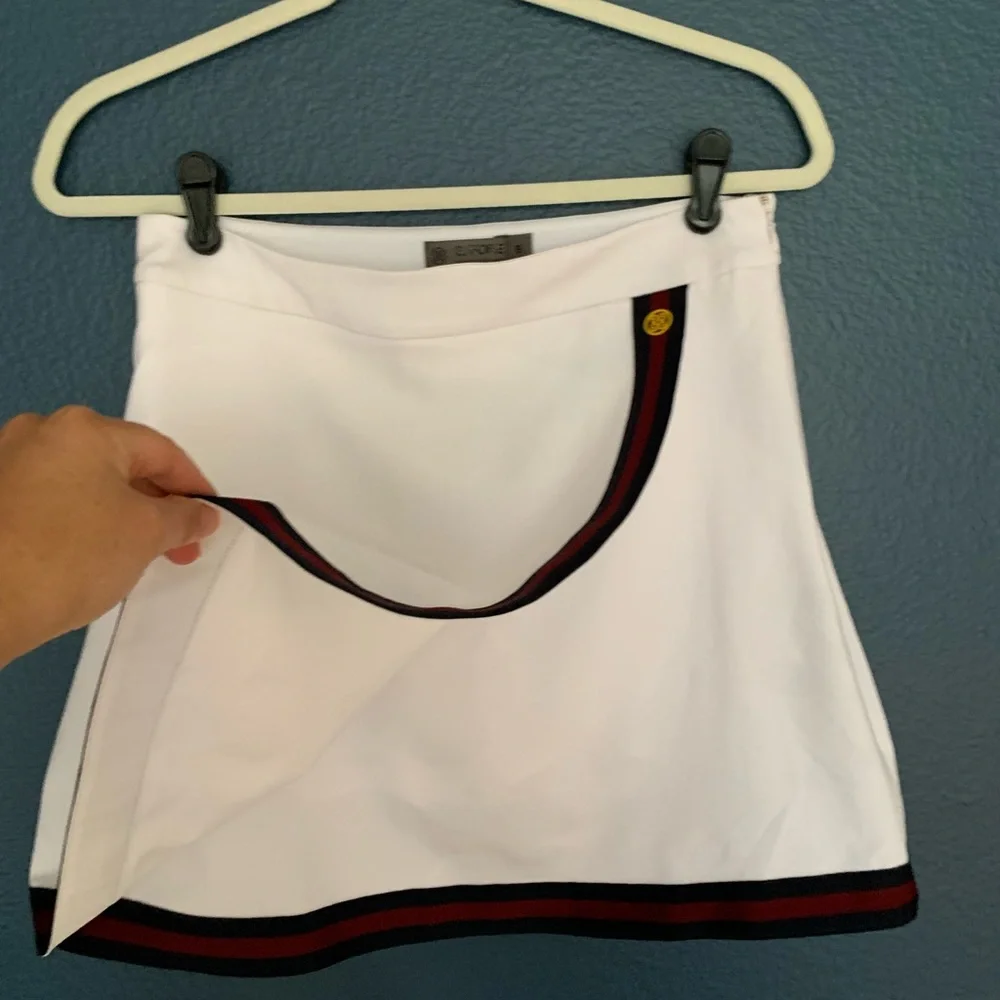 G/FORE White Mini Skirt with Black and Red Trim - Picture 4 of 8